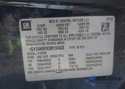 2013 Cadillac Escalade Esv Luxury from USA, damaged, VIN 1GYS4HEFXDR130422